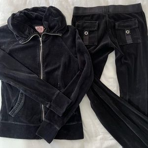 Juicy Couture Velour track suit- black, size small.